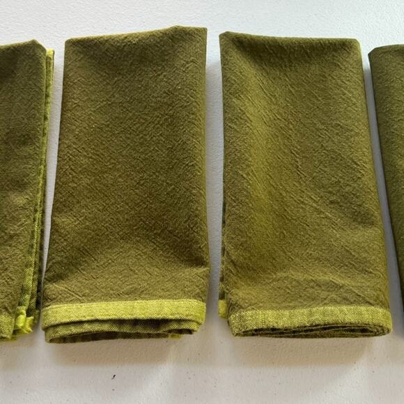 Sonoma Life+Style Solid Cotton Napkins Set Of 4 Olive Green Color - Picture 2 of 7